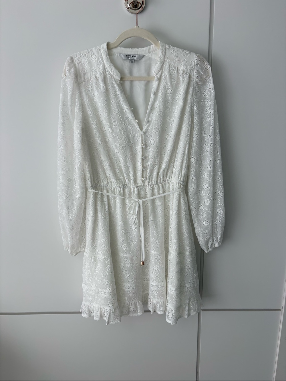 Ever New Katrina Lace Skater Mini Dress White Eyelet | Size 6 Summer Cottagecore - Picture 3 of 9